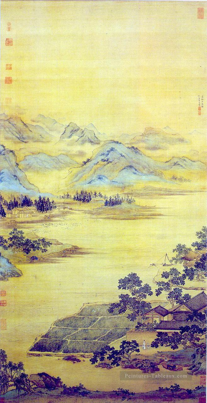 pêcheur ermite ancienne Chine encre Peintures à l'huile